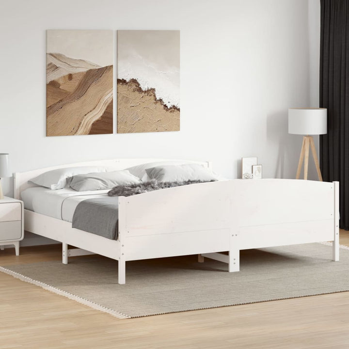 sengeramme uden madras 200x200 cm massivt fyrretræ hvid