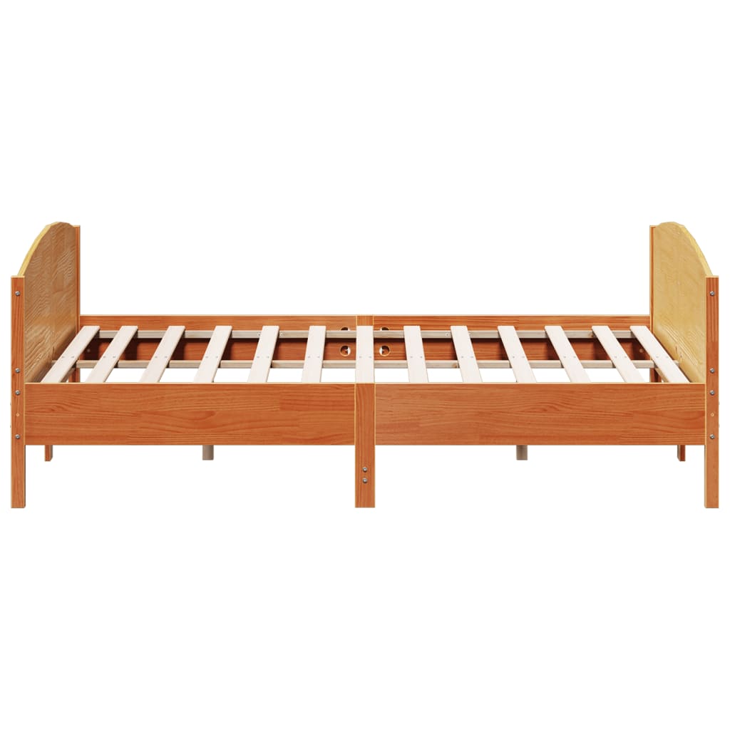 sengeramme uden madras 200x200 cm massivt fyrretræ gyldenbrun