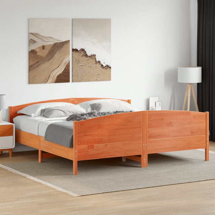 sengeramme uden madras 180x200 cm massivt fyrretræ gyldenbrun