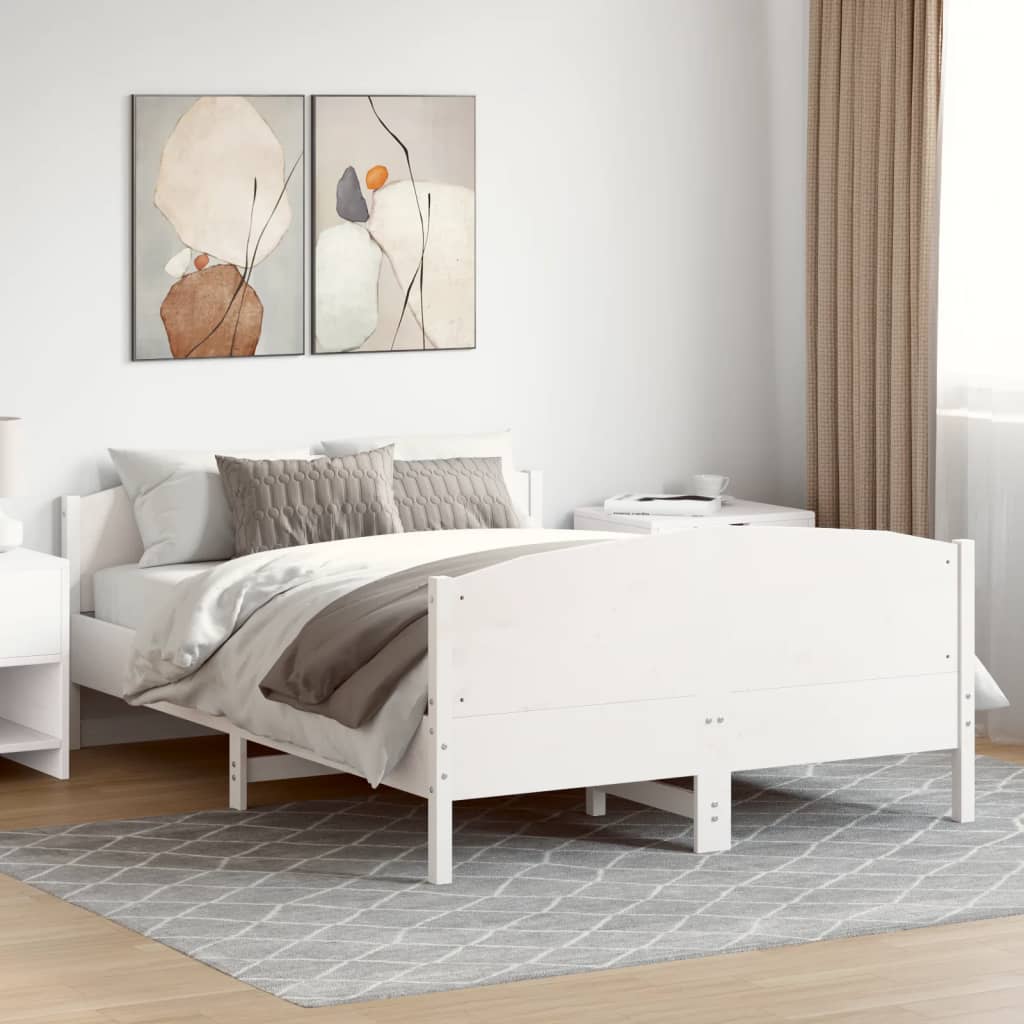 sengeramme uden madras 160x200 cm massivt fyrretræ hvid