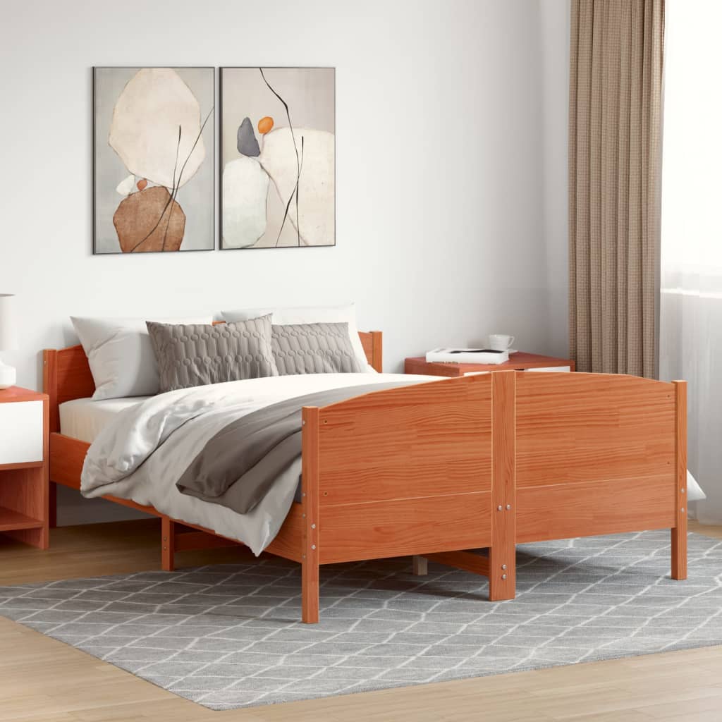 sengeramme uden madras 140x200 cm massivt fyr gyldenbrun