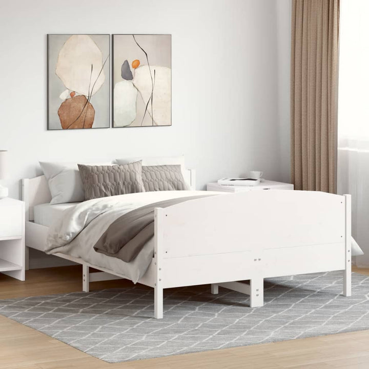 sengeramme uden madras 120x200 cm massivt fyrretræ hvid