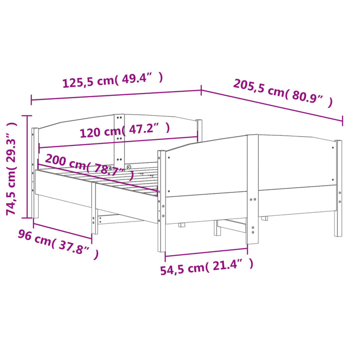 sengeramme uden madras 120x200 cm massivt fyrretræ gyldenbrun