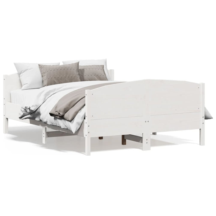 sengeramme uden madras 140x190 cm massivt fyrretræ hvid