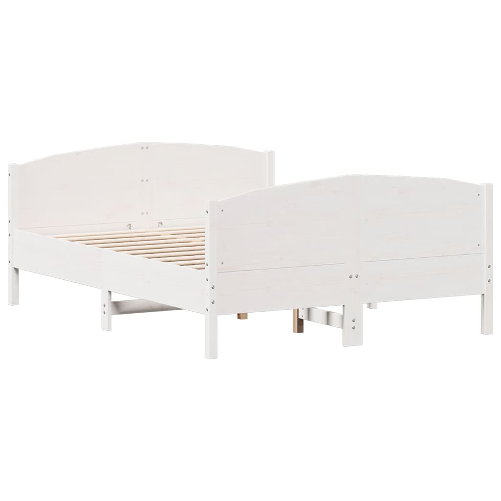sengeramme uden madras 140x190 cm massivt fyrretræ hvid