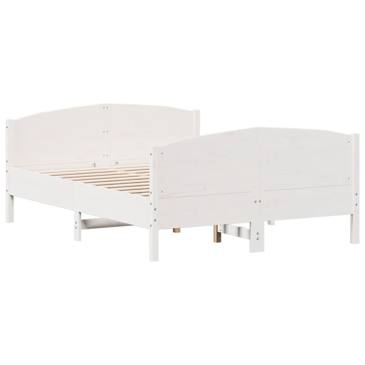 sengeramme uden madras 140x190 cm massivt fyrretræ hvid