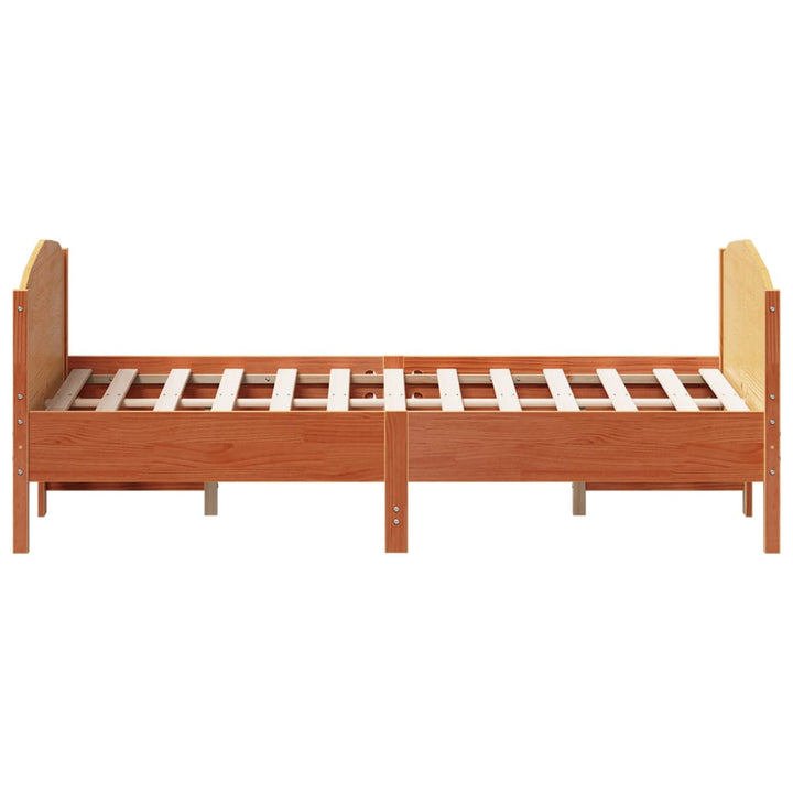 sengeramme uden madras 140x190 cm massivt fyrretræ gyldenbrun