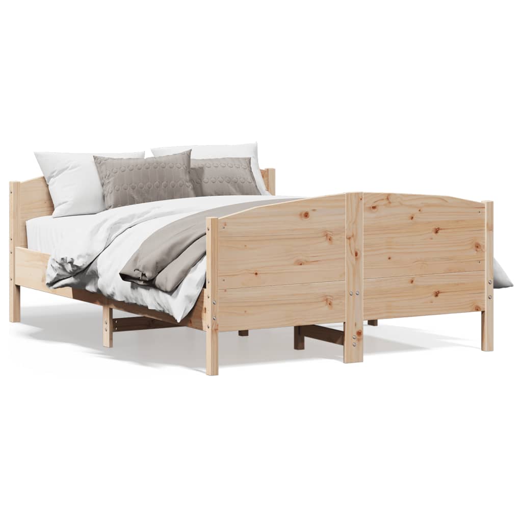 sengeramme uden madras 135x190 cm massivt fyrretræ hvid