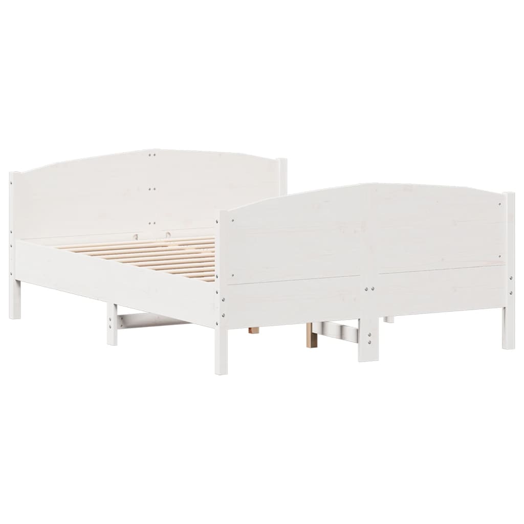 sengeramme uden madras 120x190 cm massivt fyrretræ hvid
