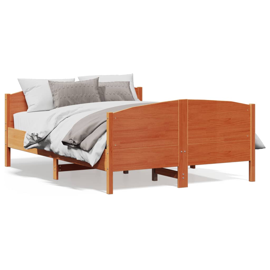 sengeramme uden madras 120x190 cm massivt fyrretræ gyldenbrun