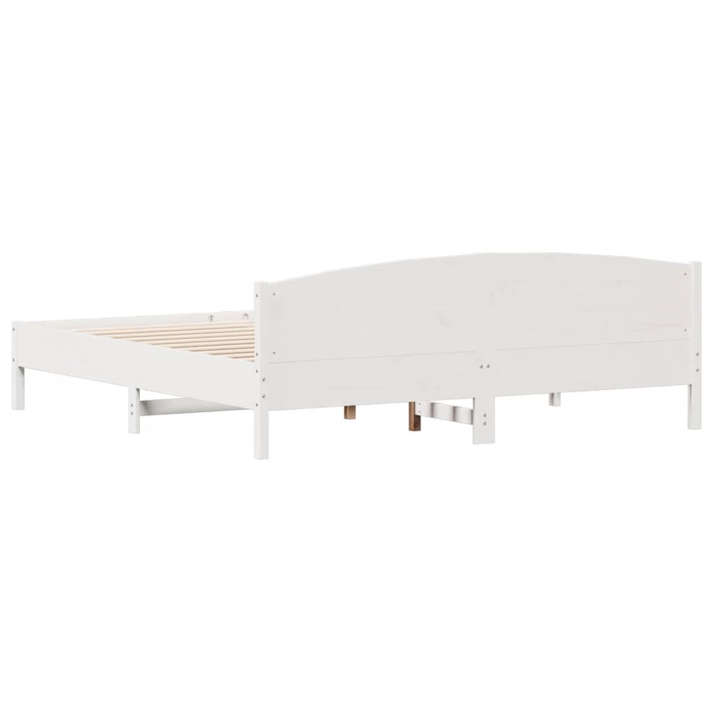 sengeramme uden madras 200x200 cm massivt fyrretræ hvid