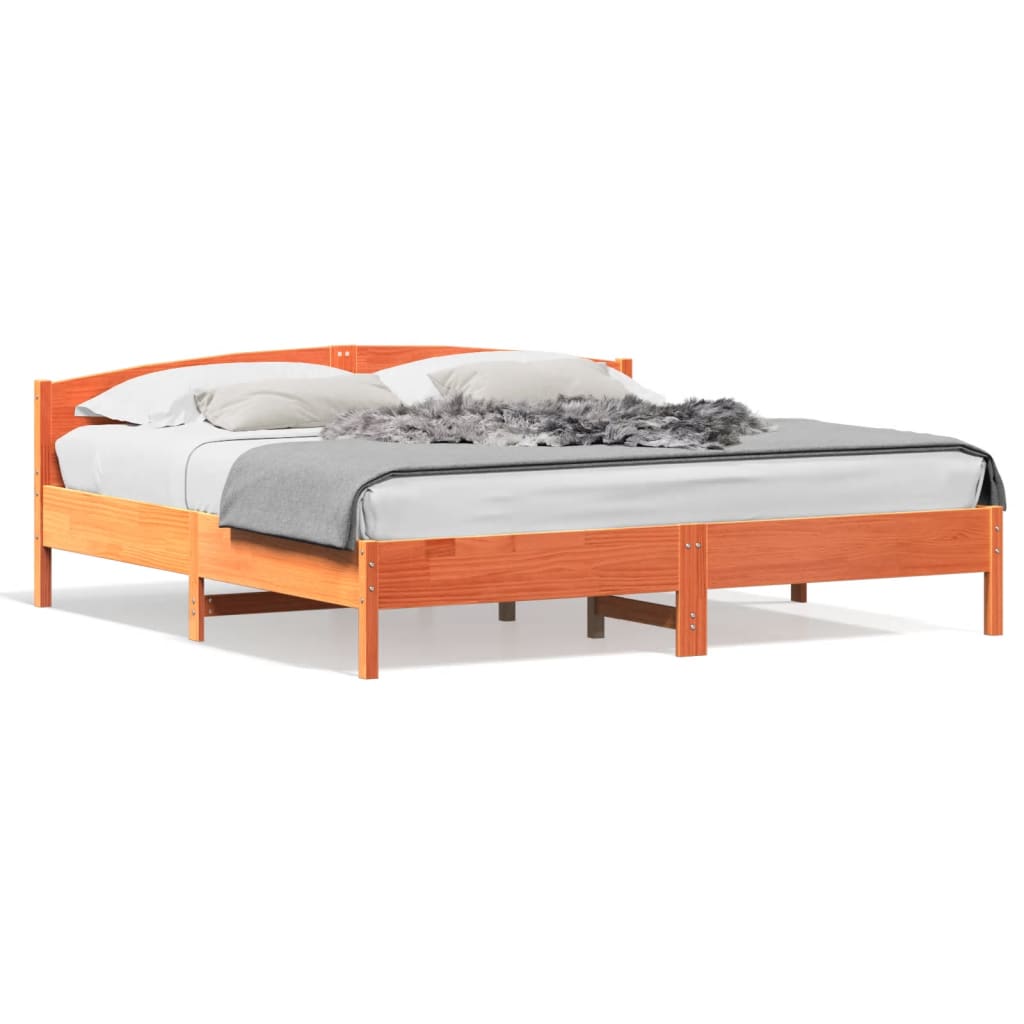 sengeramme uden madras 200x200 cm massivt fyrretræ gyldenbrun