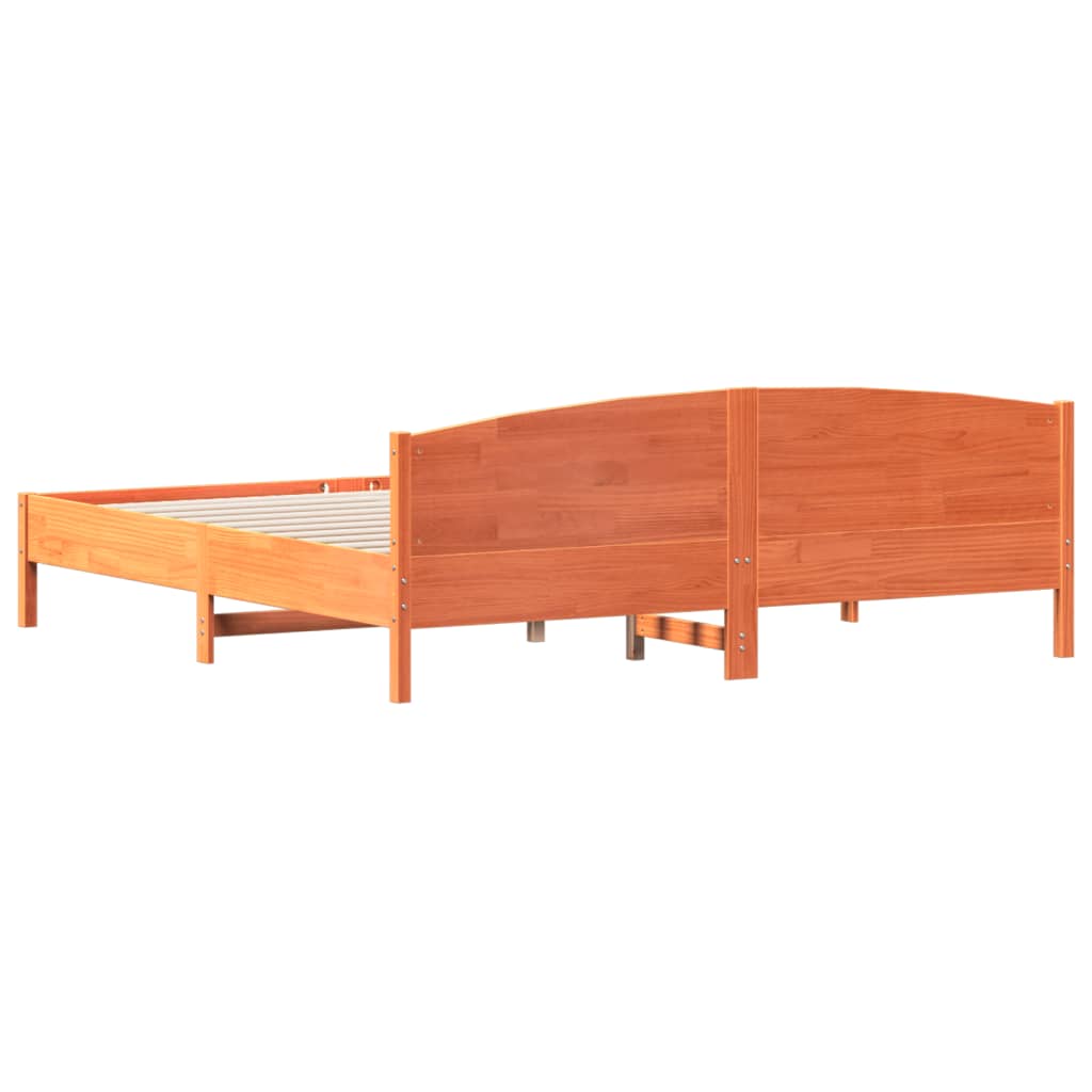 sengeramme uden madras 200x200 cm massivt fyrretræ gyldenbrun