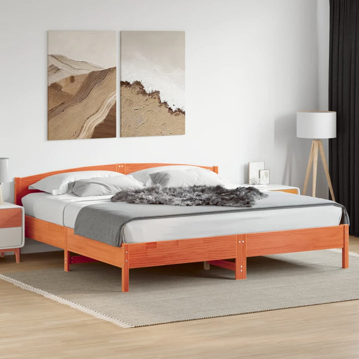 sengeramme uden madras 180x200 cm massivt fyrretræ gyldenbrun