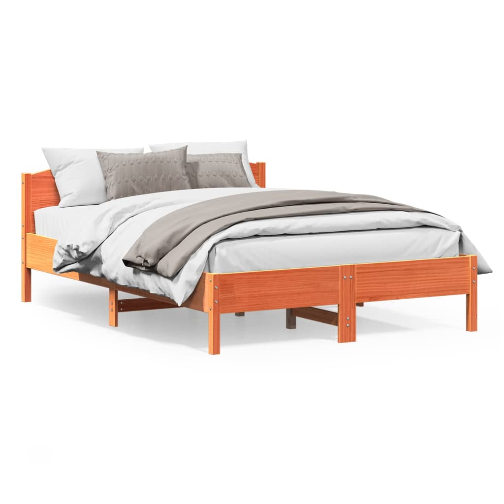 sengeramme uden madras 160x200 cm massivt fyrretræ gyldenbrun