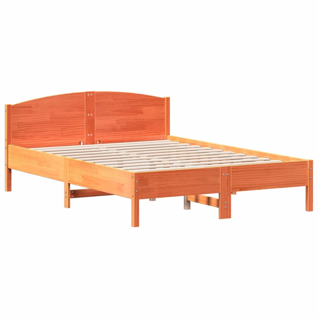 sengeramme uden madras 160x200 cm massivt fyrretræ gyldenbrun