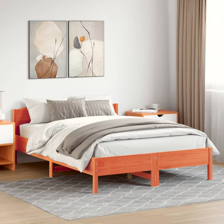 sengeramme uden madras 160x200 cm massivt fyrretræ gyldenbrun