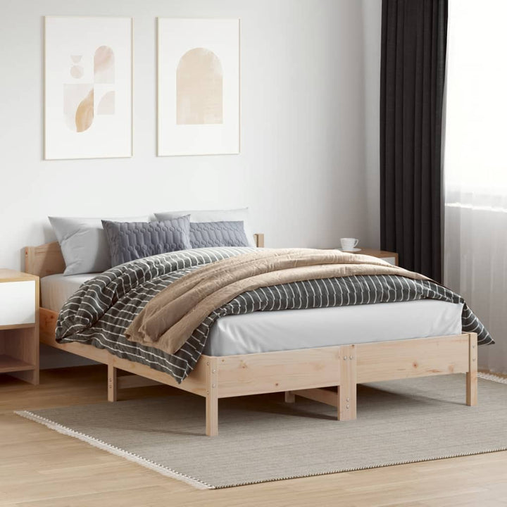 sengeramme uden madras 150x200 cm massivt fyrretræ