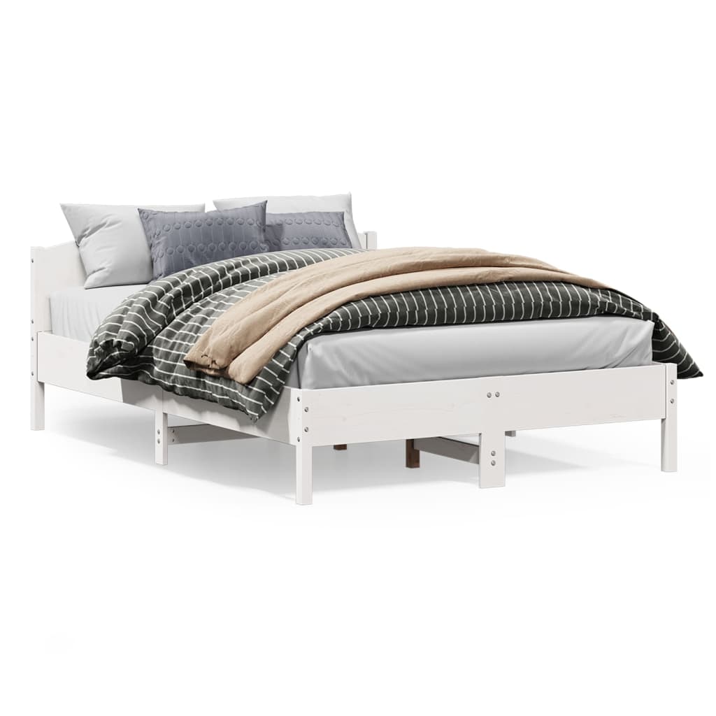 sengeramme uden madras 150x200 cm massivt fyrretræ hvid