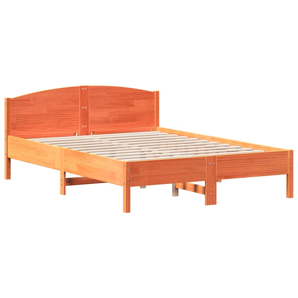 sengeramme uden madras 150x200 cm massivt fyrretræ gyldenbrun