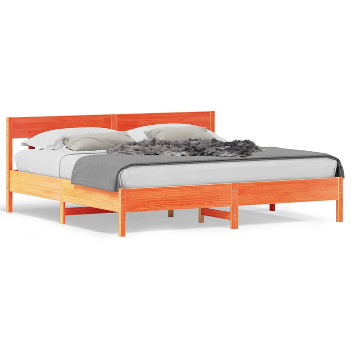 sengeramme uden madras 200x200 cm massivt fyrretræ gyldenbrun