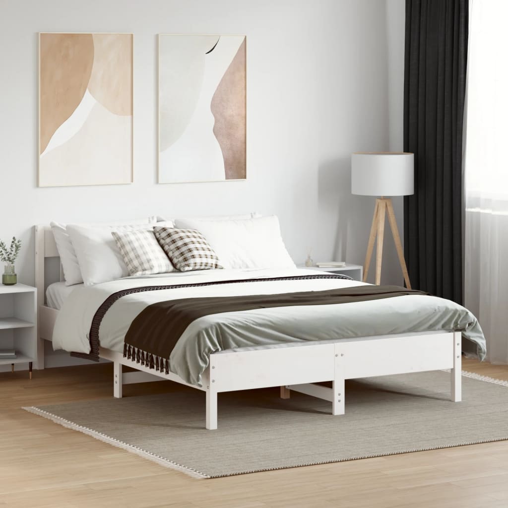 sengeramme uden madras 160x200 cm massivt fyrretræ hvid