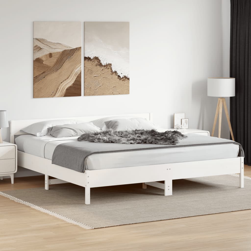 sengeramme uden madras 200x200 cm massivt fyrretræ hvid