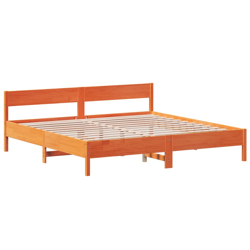 sengeramme uden madras 200x200 cm massivt fyrretræ gyldenbrun