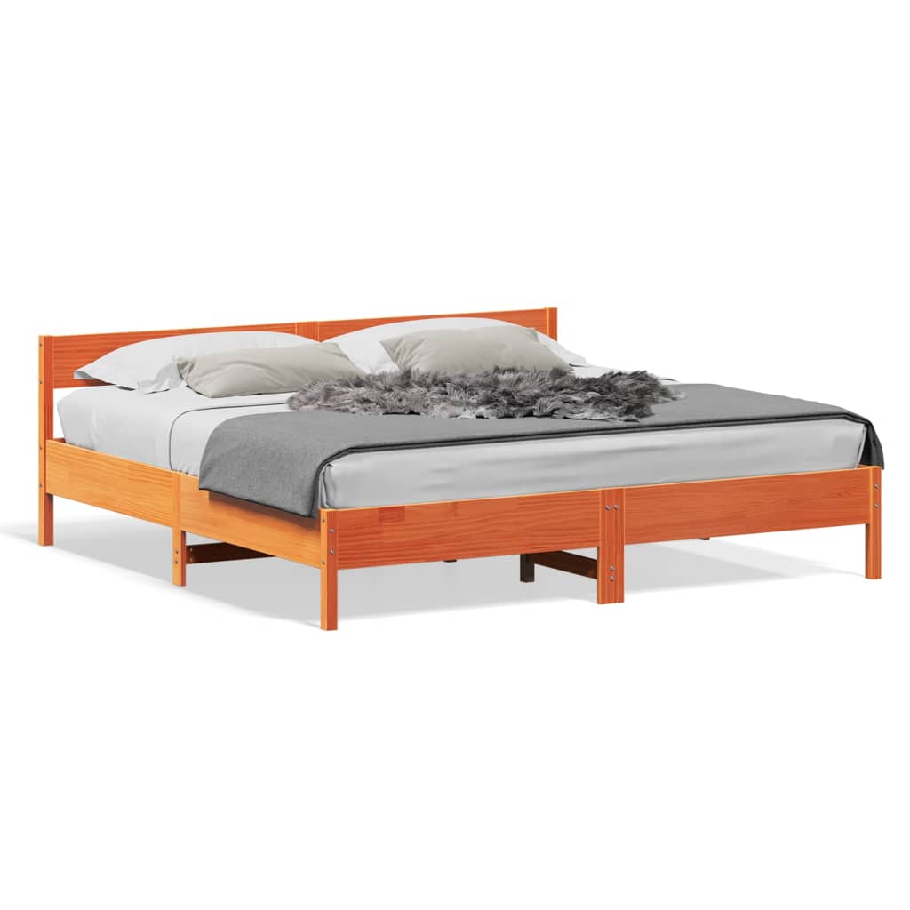 sengeramme uden madras 180x200 cm massivt fyrretræ gyldenbrun