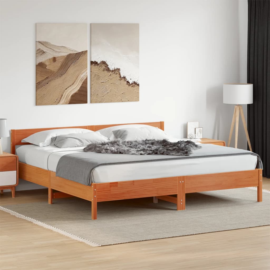sengeramme uden madras 180x200 cm massivt fyrretræ gyldenbrun