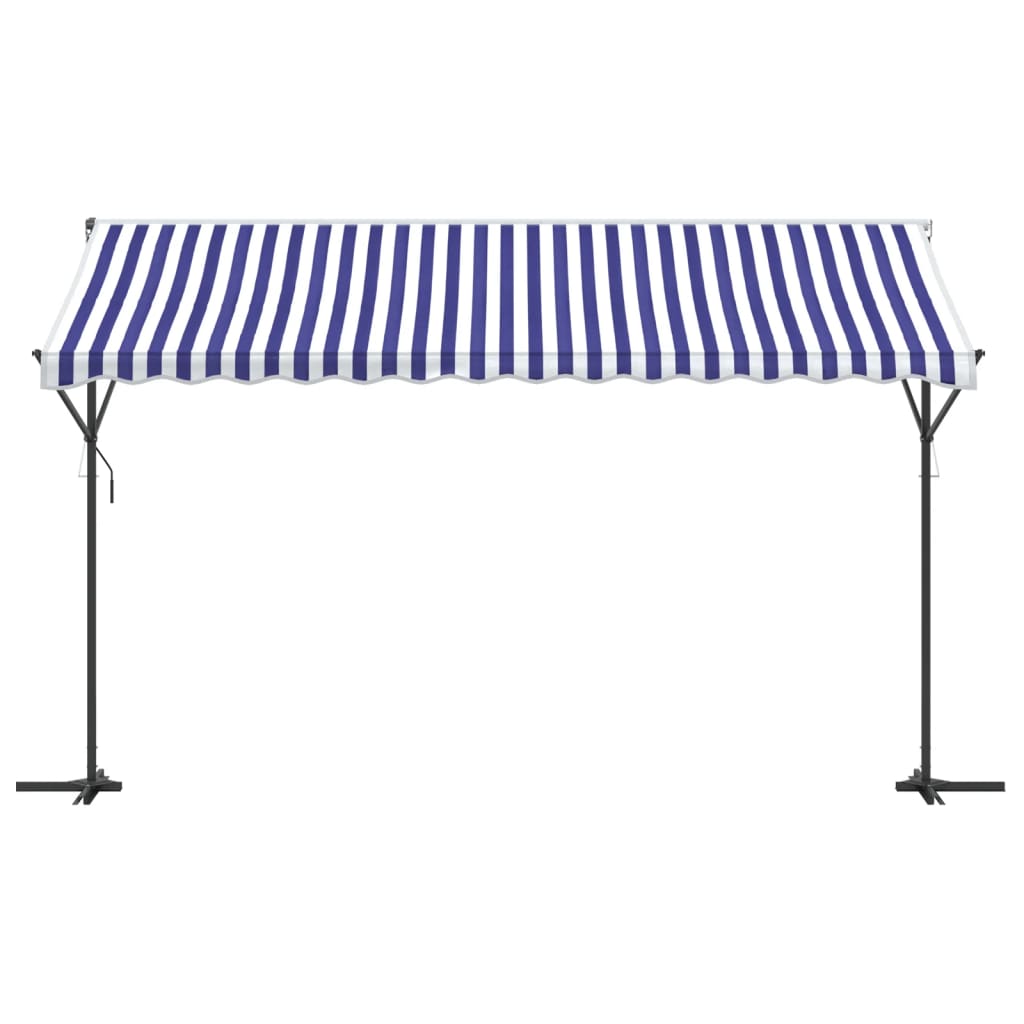 fritstående markise 400x300 cm stof og stål blå og hvid