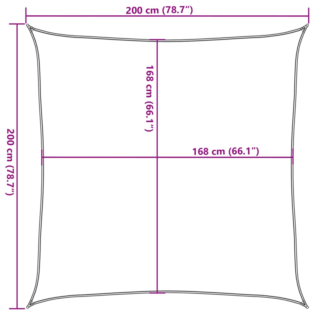 solsejl 2x2 m 100 % polyesterstof lysegrå