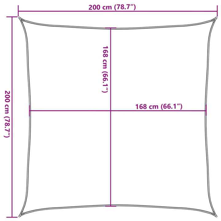 solsejl 2x2 m 100 % polyesterstof lysegrå