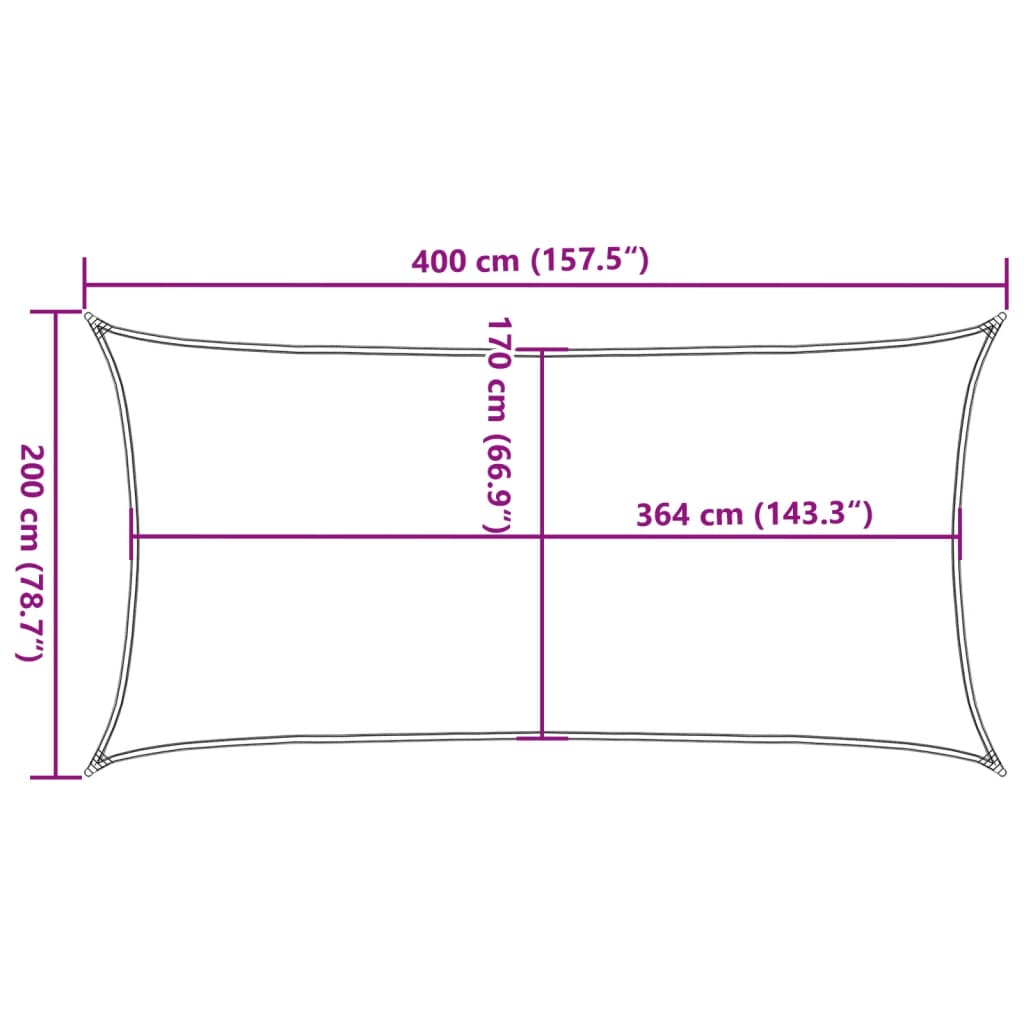 solsejl 4x2 m 100 % polyesterstof sandfarvet