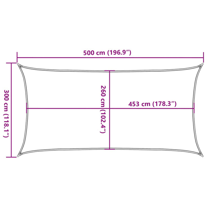 solsejl 5x3 m 100 % polyesterstof sandfarvet