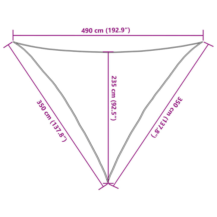solsejl 3,5x3,5x4,9 m 100 % polyesterstof lysegrå