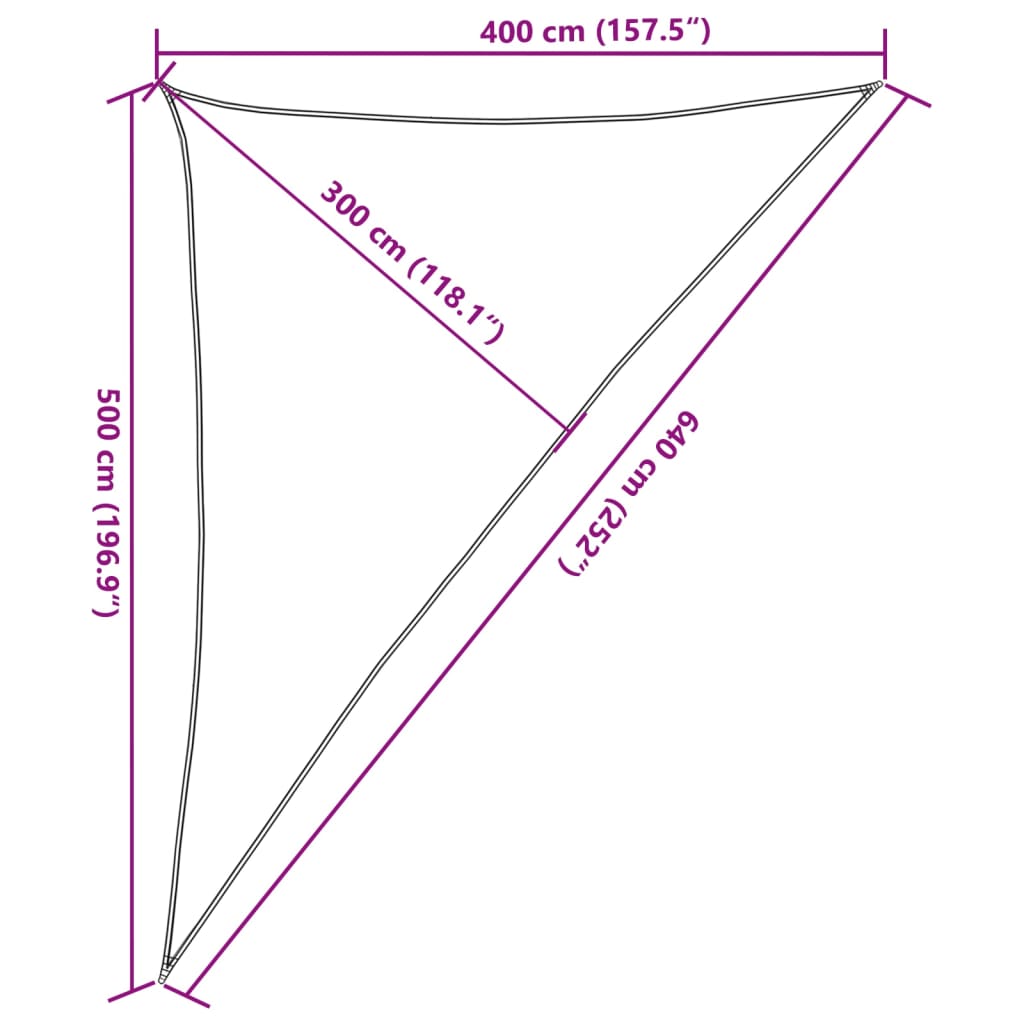 solsejl 4x5x6,4 m 100 % polyesterstof sandfarvet