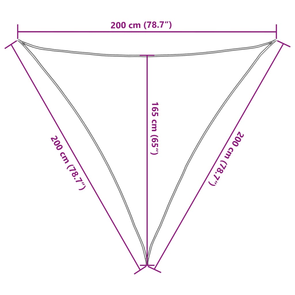 solsejl 2x2x2 m 100 % polyesterstof hvid