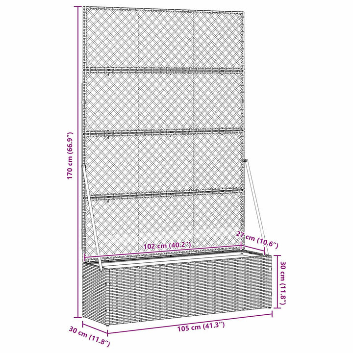 Have Trellis Planter Grå 105 x 30 x 170 cm Metal