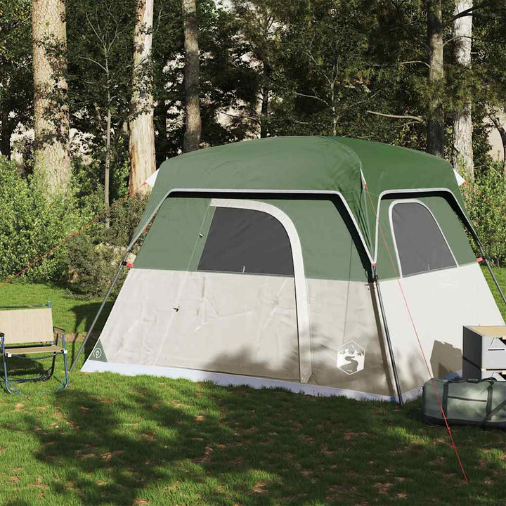4-personers campingtelt vandtæt grøn