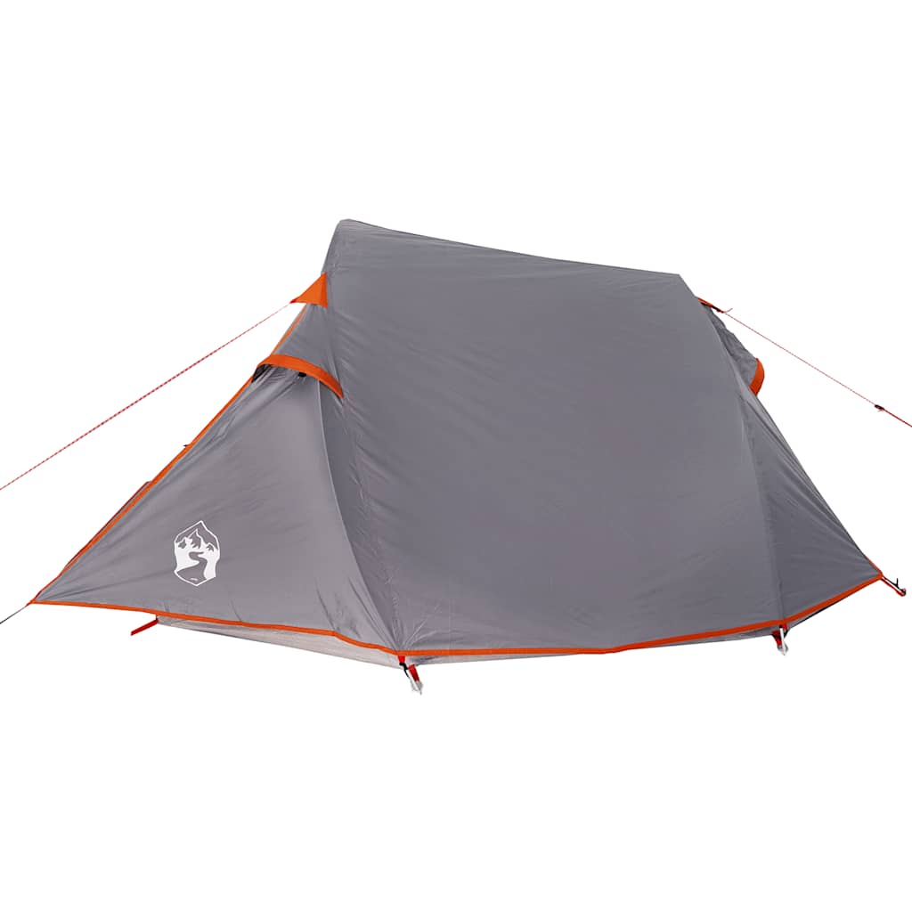 2-personers campingtelt vandtæt grå og orange