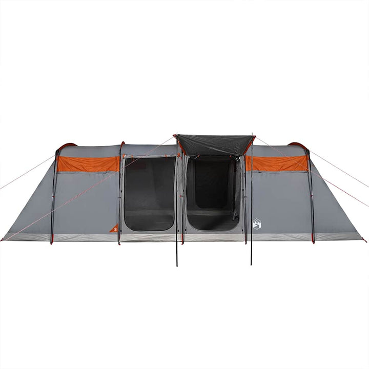8-personers campingtelt vandtæt grå og orange