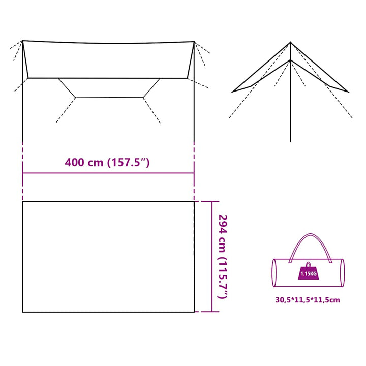 tarp 400x294 cm vandtæt grå og orange