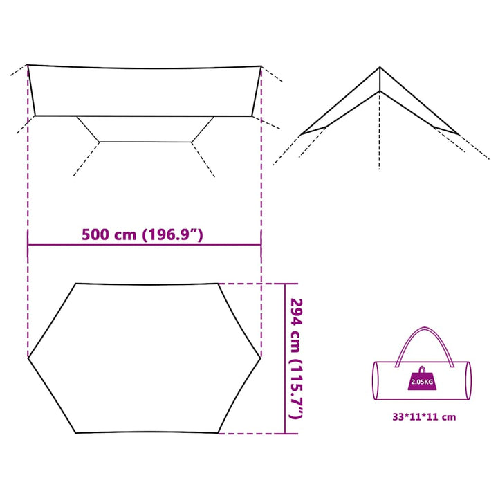 tarp 500x294 cm vandtæt grøn