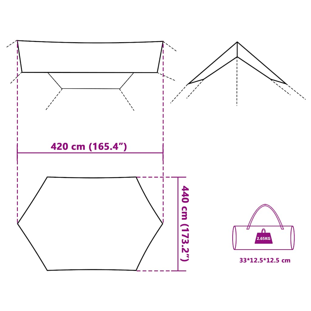 tarp 420x440 cm vandtæt grøn