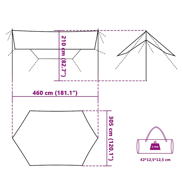 tarp 460x305x210 cm vandtæt grøn