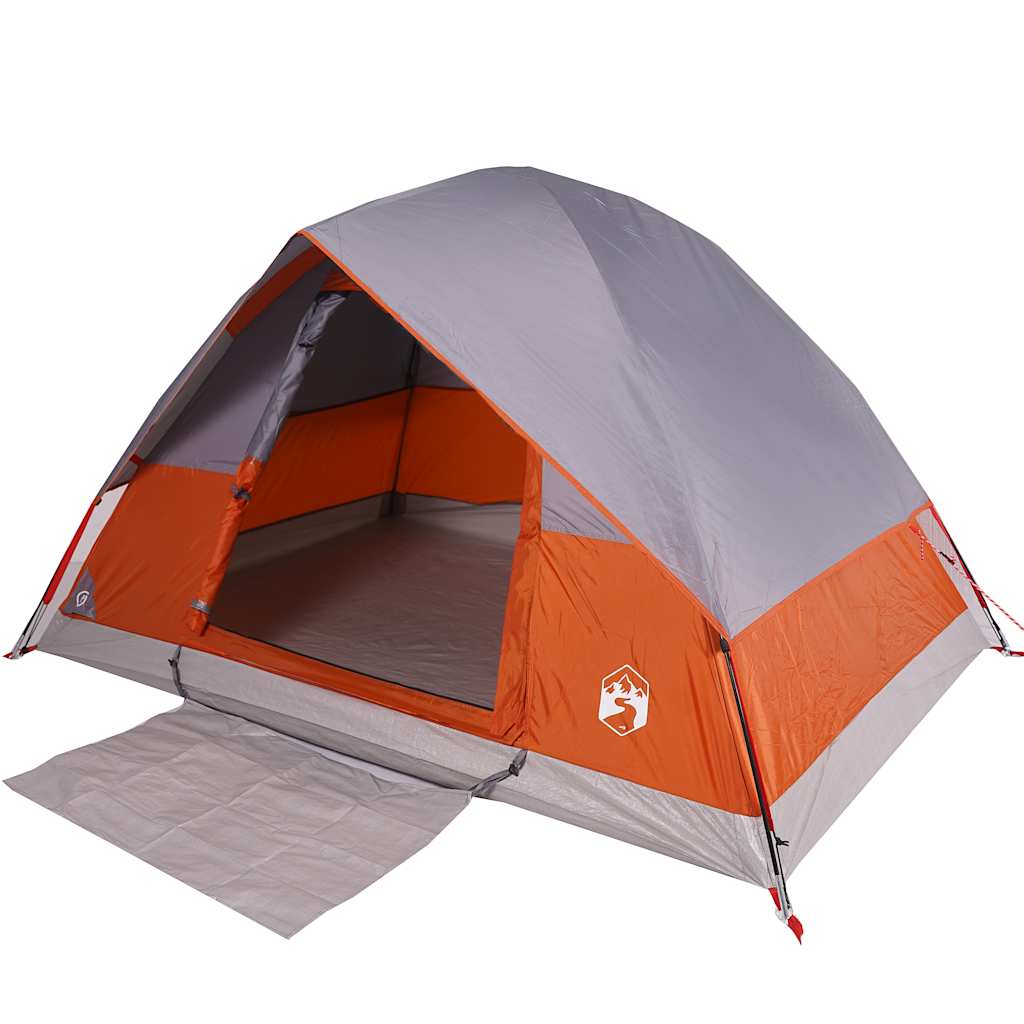 4-personers campingtelt vandtæt grå og orange