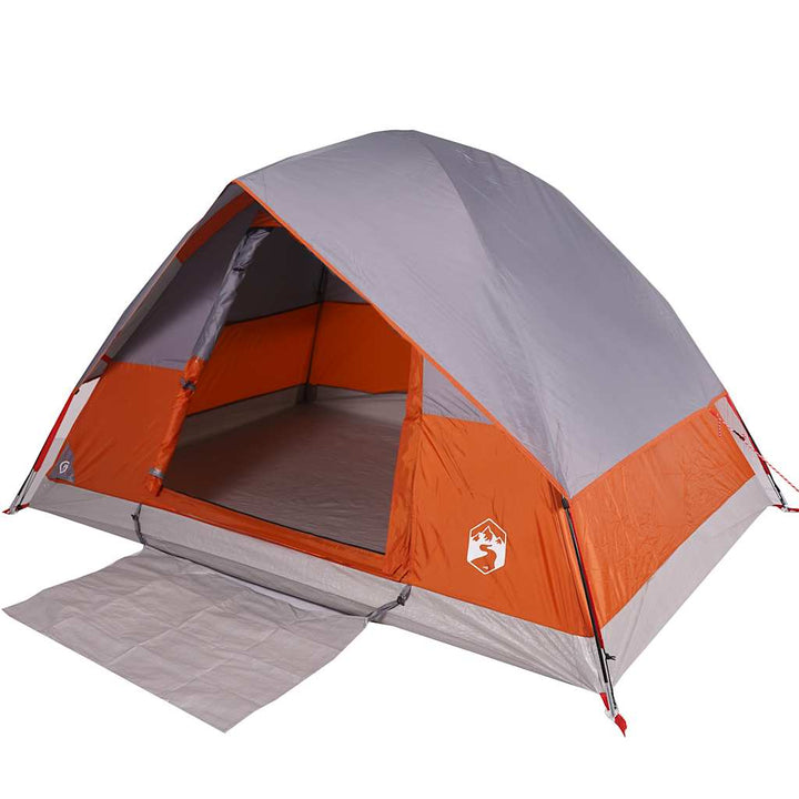4-personers campingtelt vandtæt grå og orange