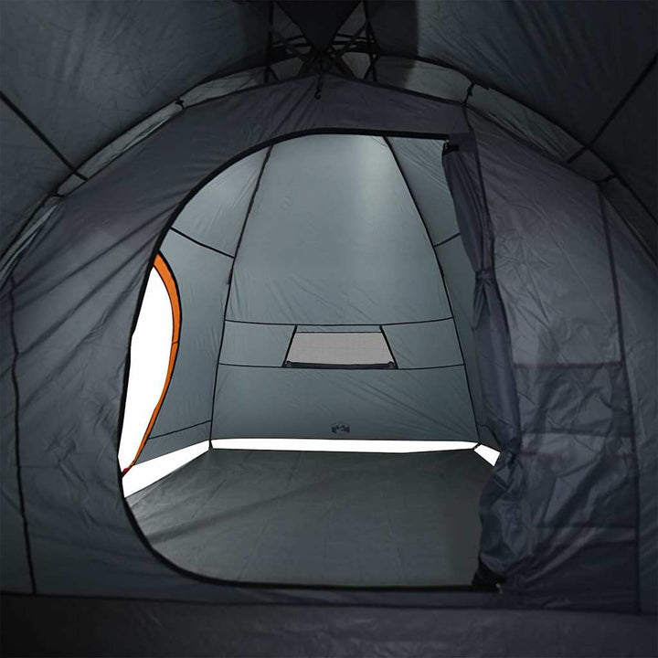 8-personers campingtelt vandtæt grå og orange