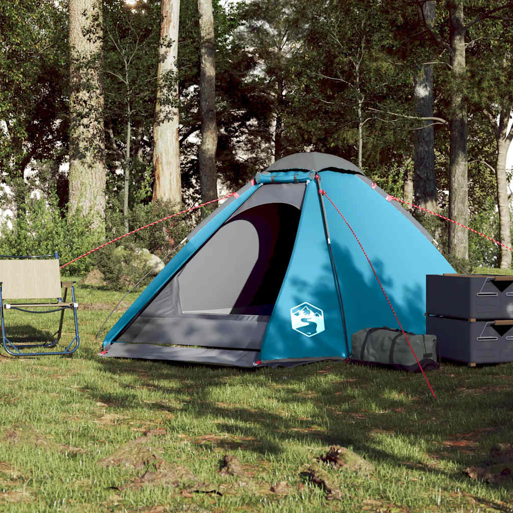 4-personers campingtelt vandtæt blå